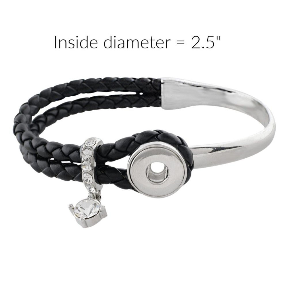 Snap Charm Leather and Silver Plate Bracelet - Picture 2 of 5
